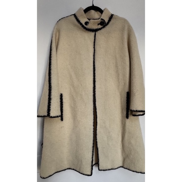 Vtg Pure New Wool Handmade Coat Greece A-Line Boho Cottagecore‎ Oversized Unique - Picture 16 of 16